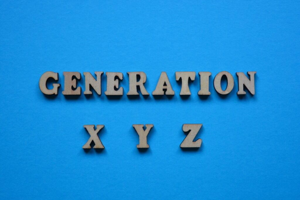 Generation X Y Z as banner headline